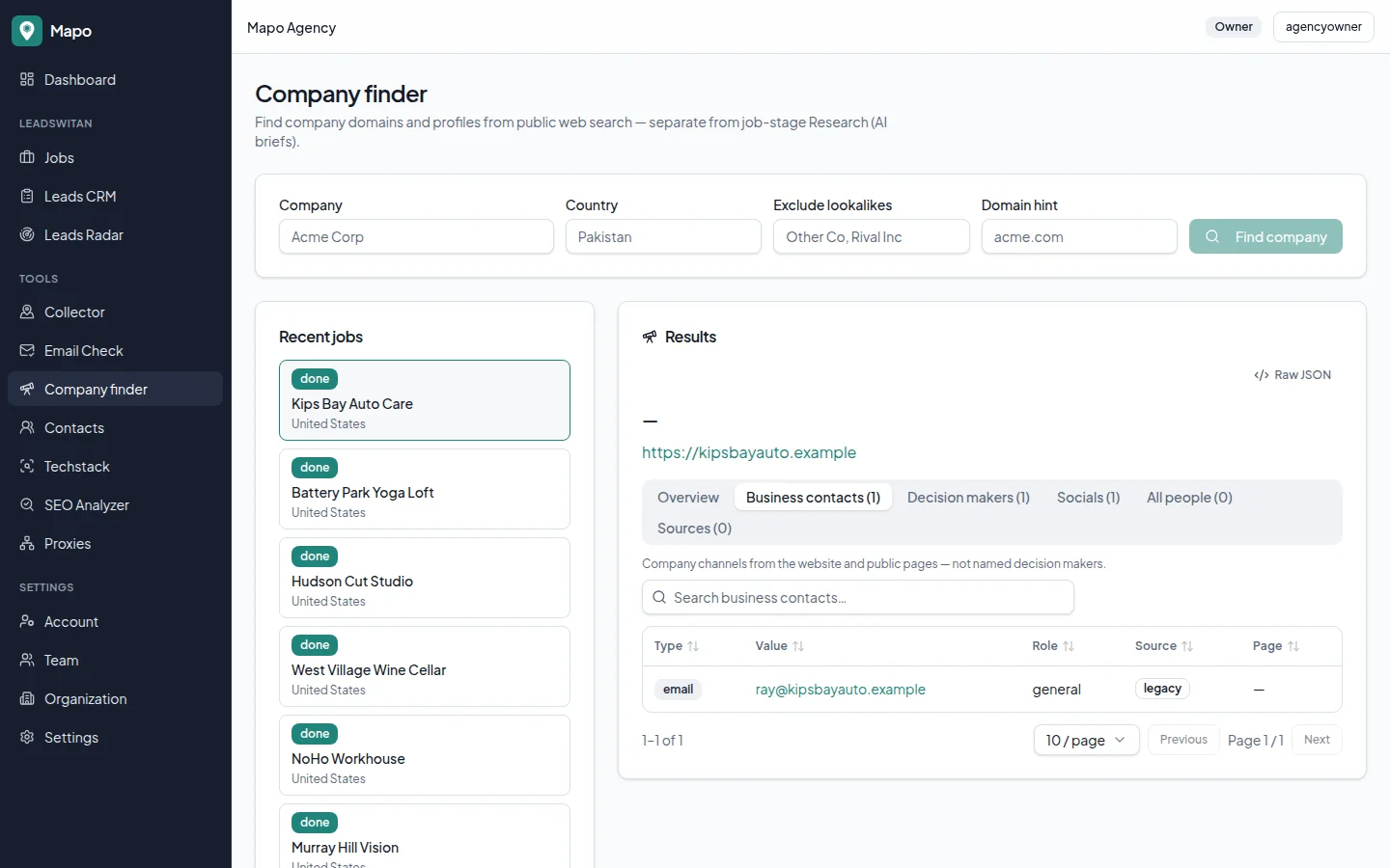 Company finder